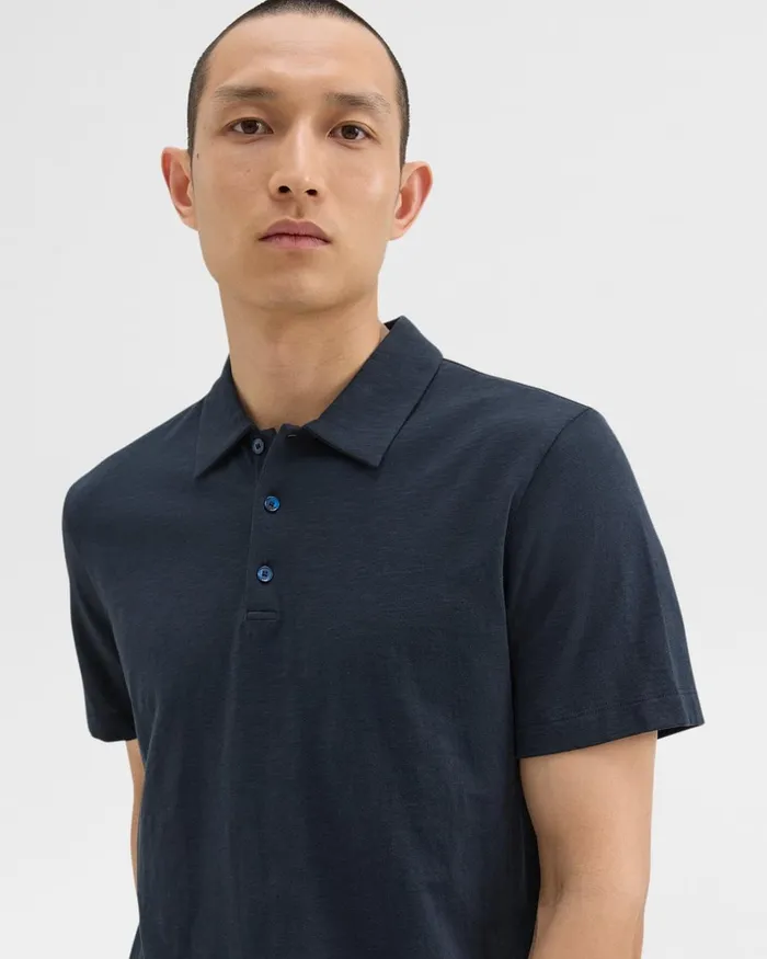 Men Theory TShirts Polos Bron Polo Shirt In Cosmos Slub Cotton Eclipse