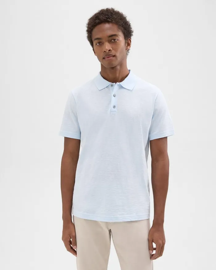Men Theory TShirts Polos Bron Polo Shirt In Cosmos Slub Cotton Skylight