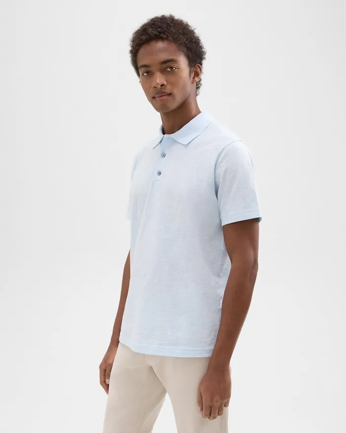 Men Theory TShirts Polos Bron Polo Shirt In Cosmos Slub Cotton Skylight