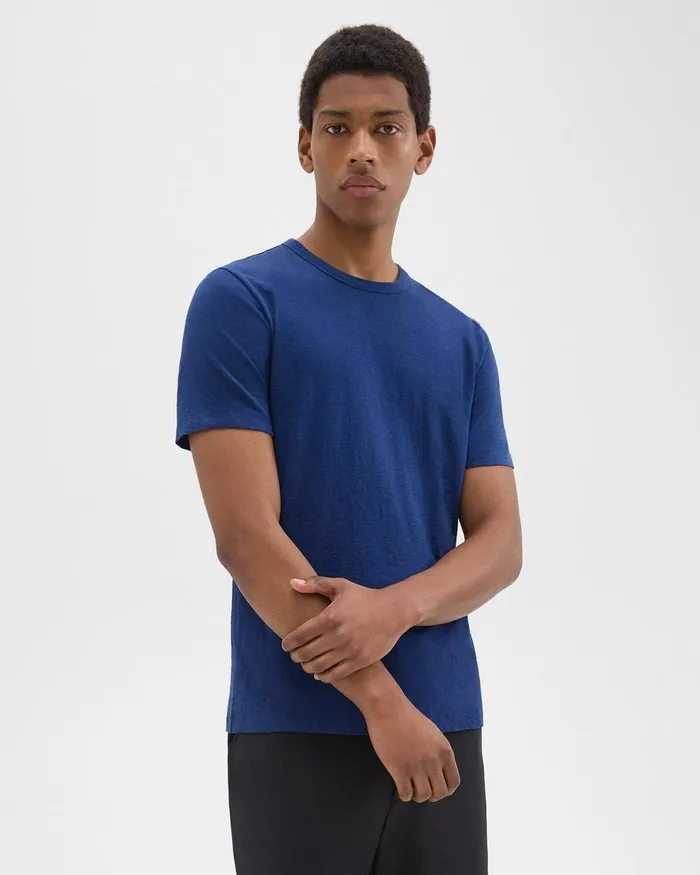 Men Theory TShirts Polos Essential Tee In Cosmos Slub Cotton Ocean