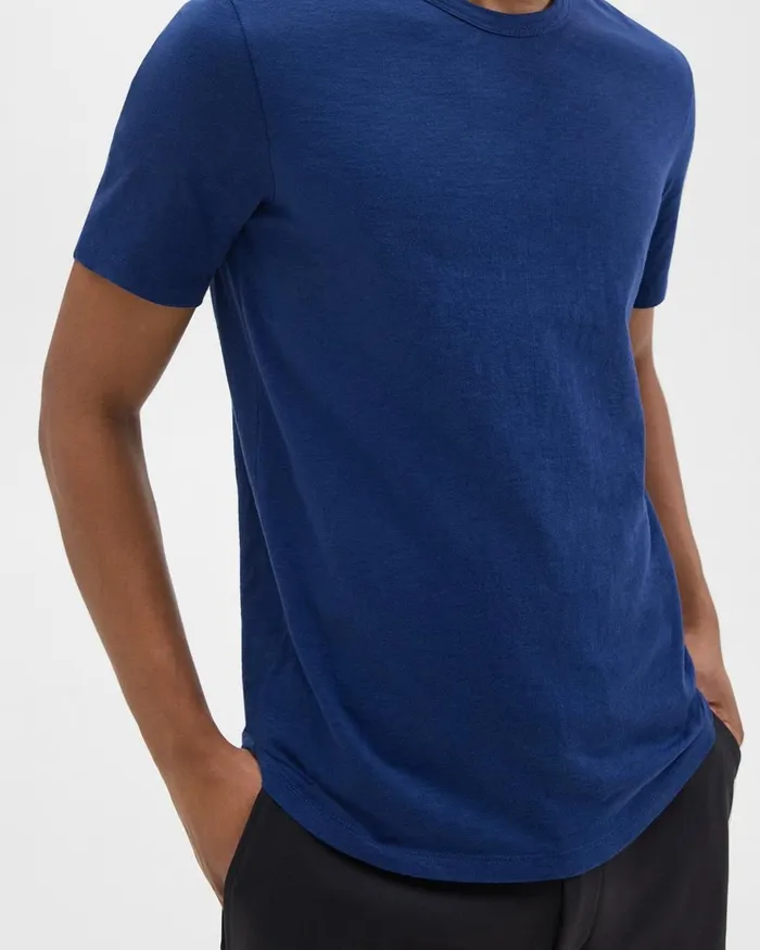 Men Theory TShirts Polos Essential Tee In Cosmos Slub Cotton Ocean