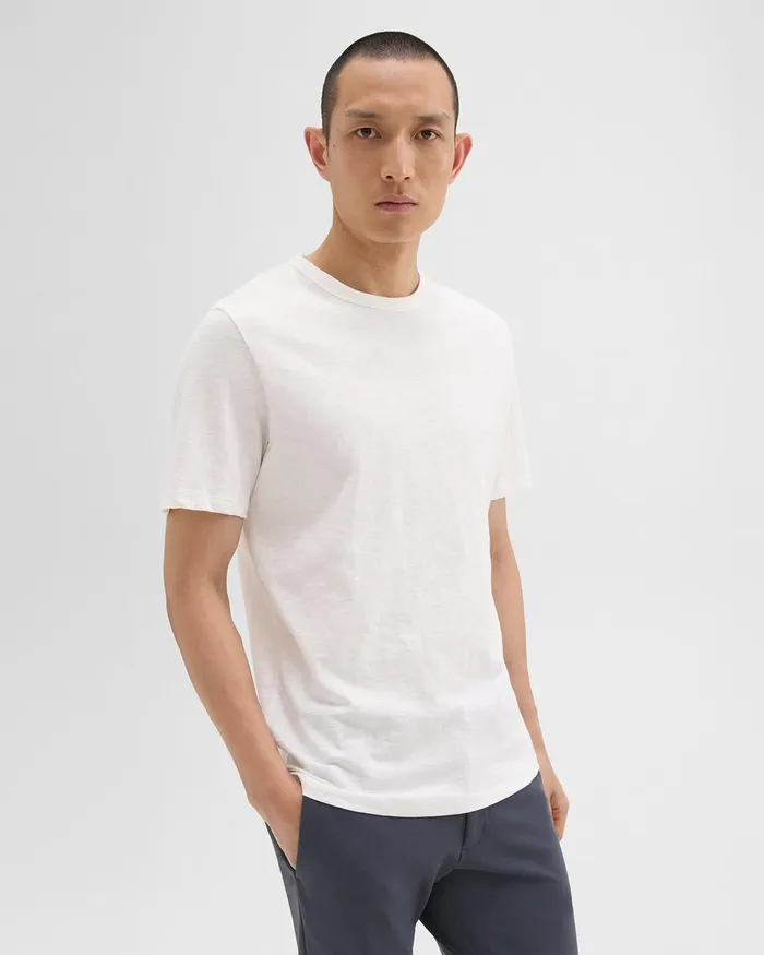 Men Theory TShirts Polos Essential Tee In Cosmos Slub Cotton White