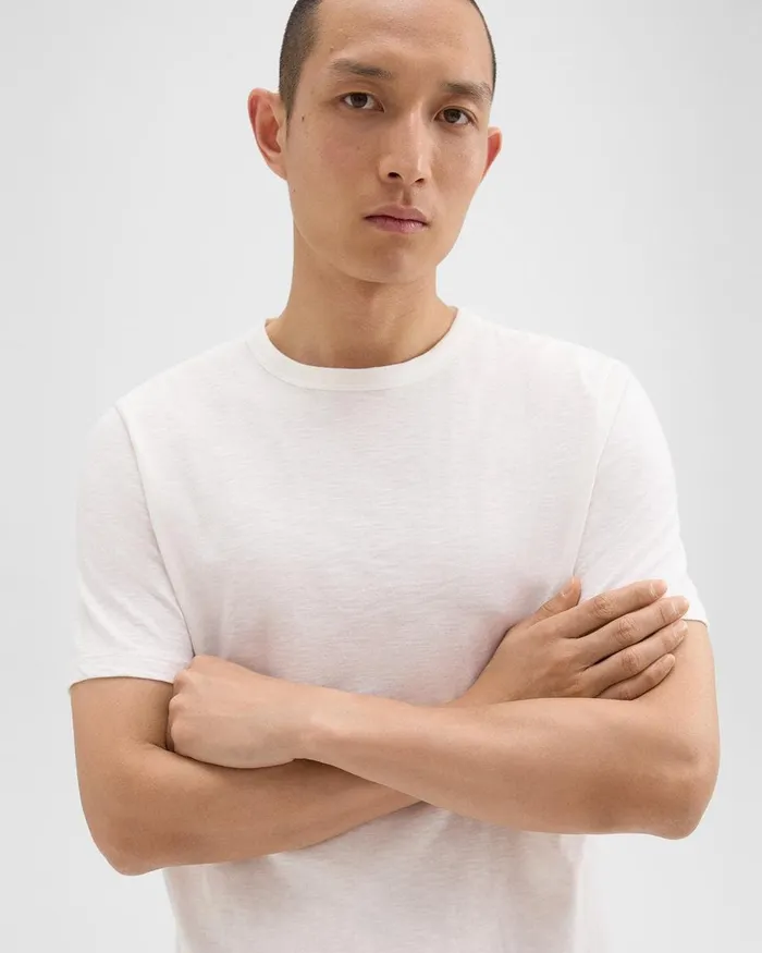 Men Theory TShirts Polos Essential Tee In Cosmos Slub Cotton White