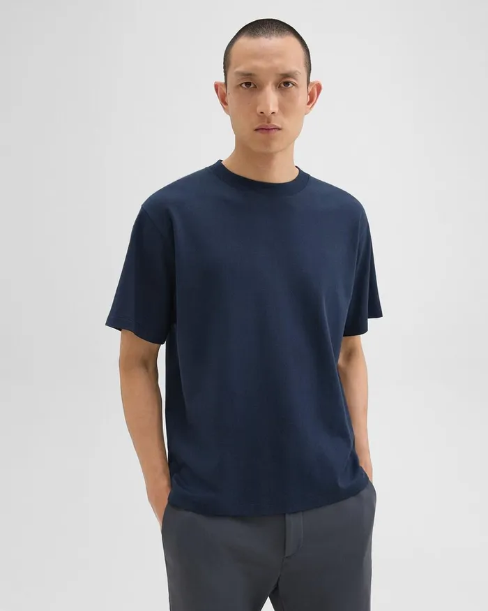 Men Theory TShirts Polos Relaxed Tee In Cotton Jersey Baltic