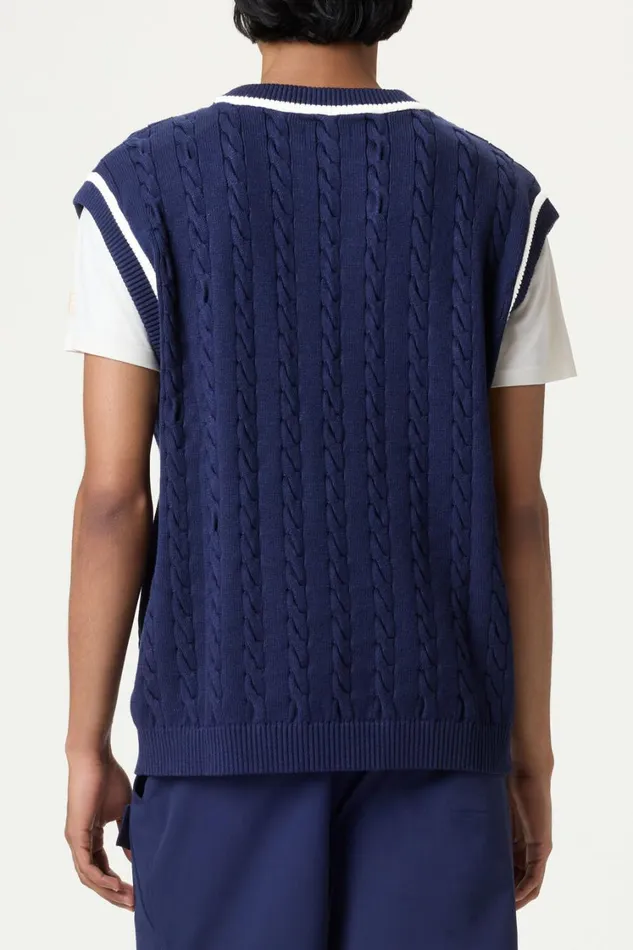 Men Tops and TShirts Fila Baseline Cable Knit Vest 492 Filanavygardenia Men Tops and TShirts Fila Baseline Cable Knit Vest 492 Filanavygardenia