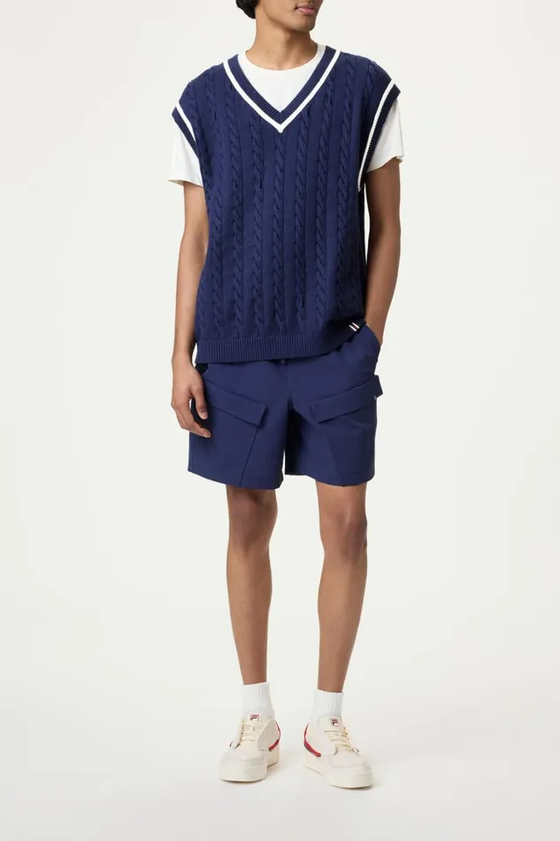 Men Tops and TShirts Fila Baseline Cable Knit Vest 492 Filanavygardenia Men Tops and TShirts Fila Baseline Cable Knit Vest 492 Filanavygardenia