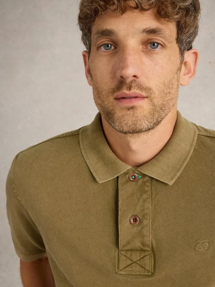 Men Utility Polo Khaki Green White Stuff Polo Shirts Men Utility Polo Khaki Green White Stuff Polo Shirts