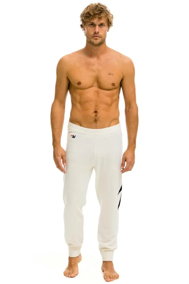 MenWomen Bottoms Aviator Nation MEN039S BOLT CASHMERE LIGHT SWEATER PANTt VINTAGE WHITE BLACK BOLT MenWomen Bottoms Aviator Nation MEN039S BOLT CASHMERE LIGHT SWEATER PANTt VINTAGE WHITE BLACK BOLT