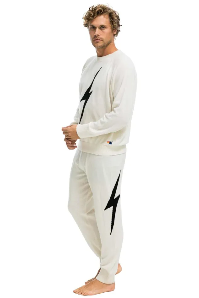 MenWomen Bottoms Aviator Nation MEN039S BOLT CASHMERE LIGHT SWEATER PANTt VINTAGE WHITE BLACK BOLT MenWomen Bottoms Aviator Nation MEN039S BOLT CASHMERE LIGHT SWEATER PANTt VINTAGE WHITE BLACK BOLT