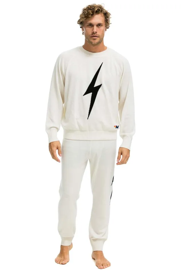 MenWomen Bottoms Aviator Nation MEN039S BOLT CASHMERE LIGHT SWEATER PANTt VINTAGE WHITE BLACK BOLT MenWomen Bottoms Aviator Nation MEN039S BOLT CASHMERE LIGHT SWEATER PANTt VINTAGE WHITE BLACK BOLT