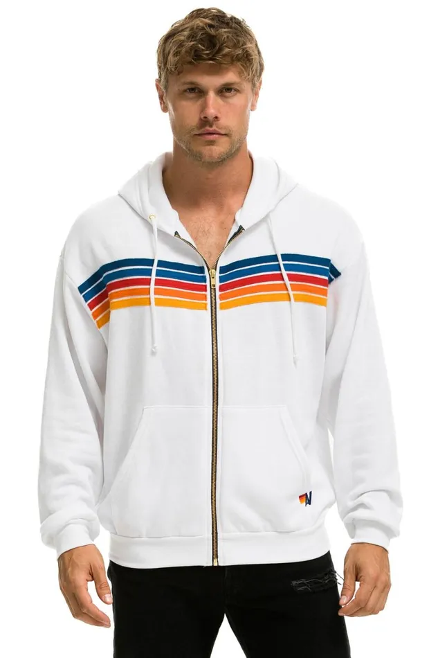 MenWomen Tops Aviator Nation 5 STRIPE RELAXED ZIP HOODIE 8211 WHITE 2 MenWomen Tops Aviator Nation 5 STRIPE RELAXED ZIP HOODIE 8211 WHITE 2