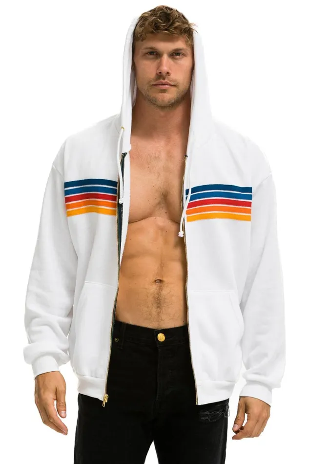 MenWomen Tops Aviator Nation 5 STRIPE RELAXED ZIP HOODIE 8211 WHITE 2 MenWomen Tops Aviator Nation 5 STRIPE RELAXED ZIP HOODIE 8211 WHITE 2