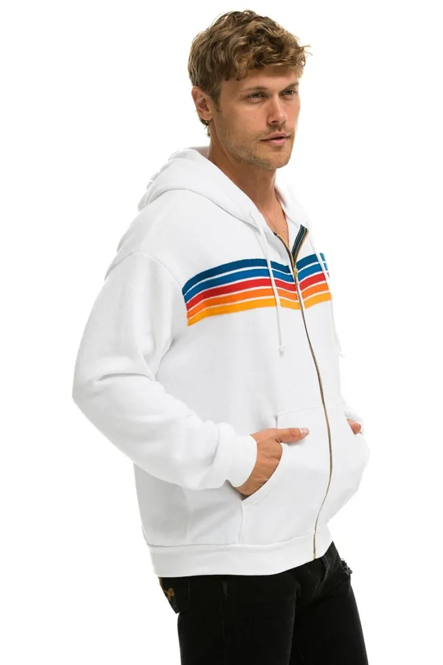 MenWomen Tops Aviator Nation 5 STRIPE RELAXED ZIP HOODIE 8211 WHITE 2 MenWomen Tops Aviator Nation 5 STRIPE RELAXED ZIP HOODIE 8211 WHITE 2