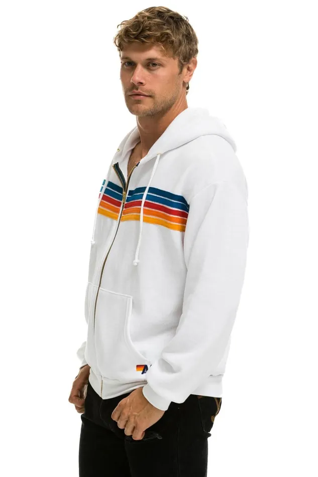 MenWomen Tops Aviator Nation 5 STRIPE RELAXED ZIP HOODIE 8211 WHITE 2 MenWomen Tops Aviator Nation 5 STRIPE RELAXED ZIP HOODIE 8211 WHITE 2