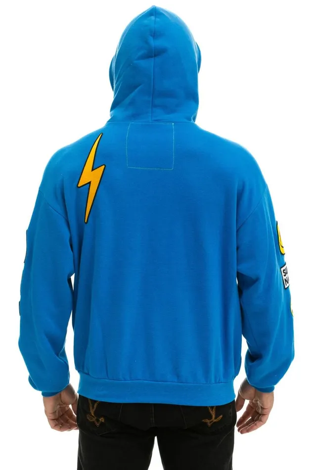 MenWomen Tops Aviator Nation VINTAGE PATCH RELAXED PULLOVER HOODIE OCEAN