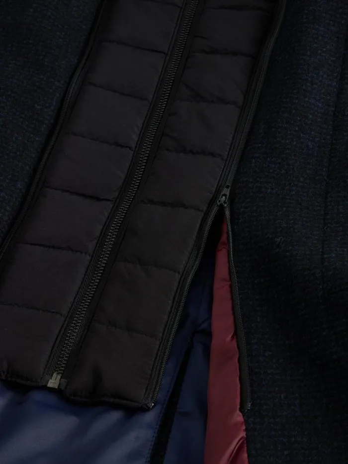 Men Wool Funnel Neck Coat Dark Navy White Stuff Coats and Jackets