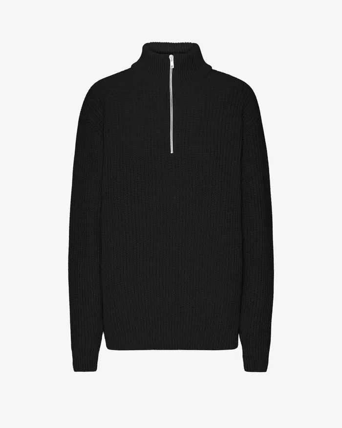Merino Quarter Zip 8211 Deep Black Knit Sweaters Colorfulstandard Women