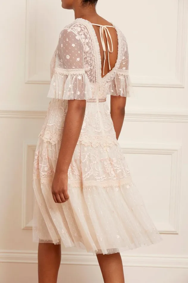 Midsummer Lace Dress Champagne Women Needle and Thread Dresses