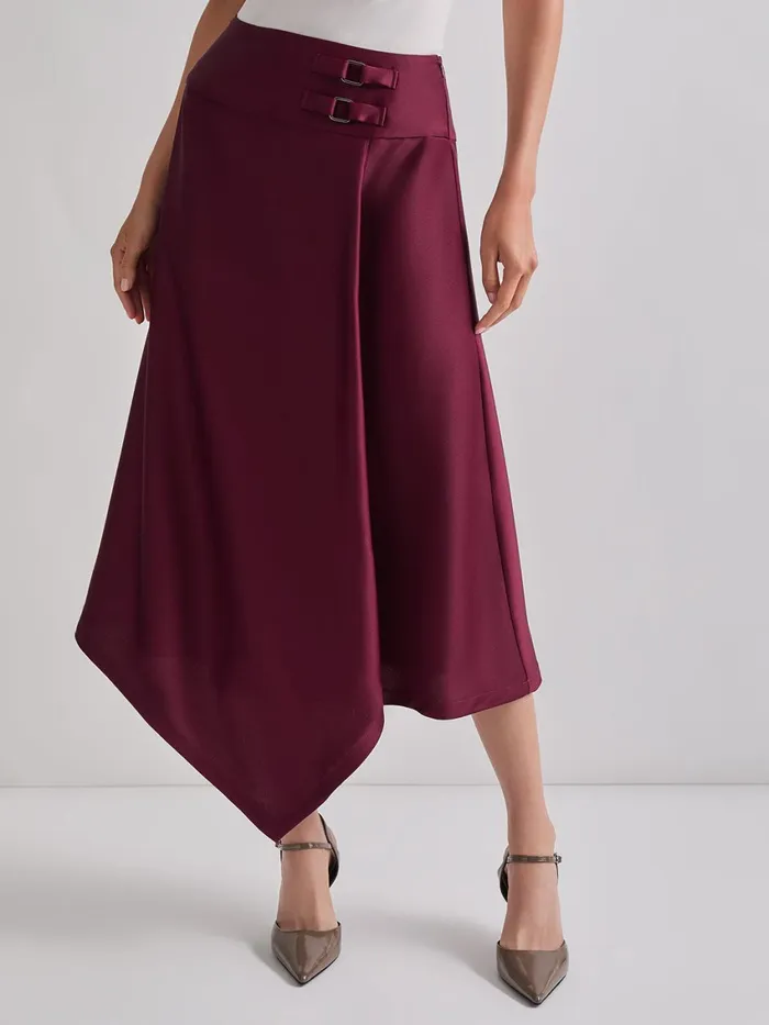 Misook Asymmetrical Crepe De Chine Maxi Skirt Women Skirts