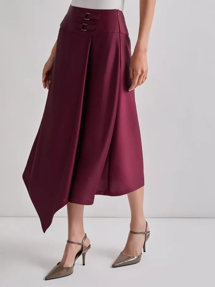 Misook Asymmetrical Crepe De Chine Maxi Skirt Women Skirts