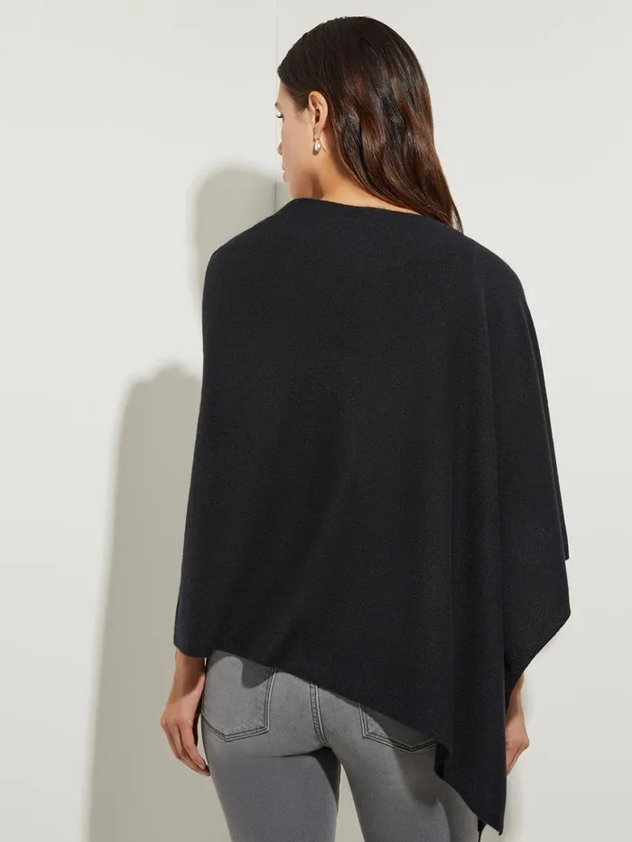 Misook Asymmetrical Poncho 8211 Black Cashmere Poncho Misook Women Tops and Tees