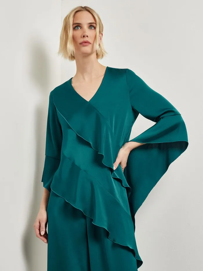 Misook Asymmetrical Ruffle Blouse 8211 Crepe De Chine Women Blouses and Shirts