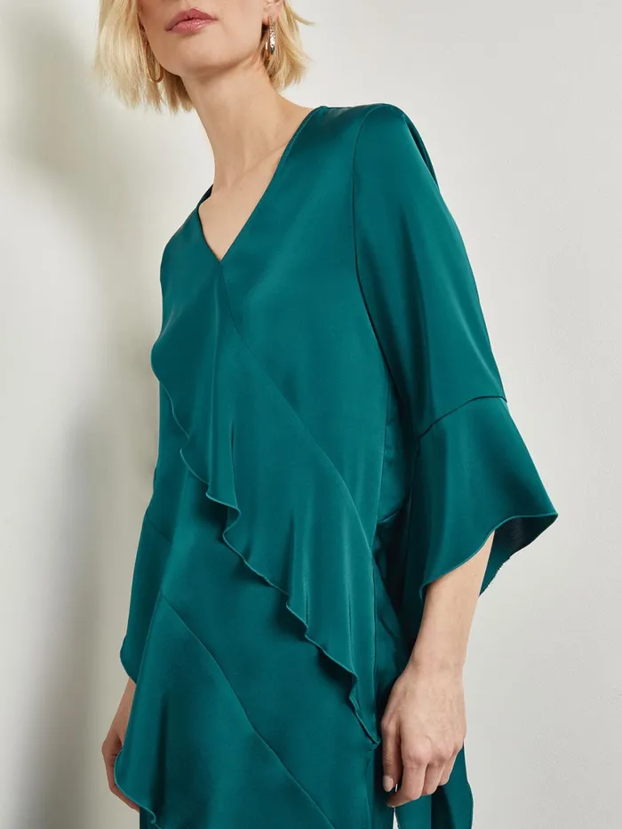 Misook Asymmetrical Ruffle Blouse 8211 Crepe De Chine Women Blouses and Shirts