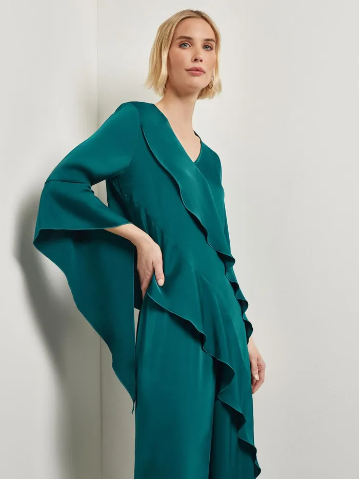 Misook Asymmetrical Ruffle Blouse 8211 Crepe De Chine Women Blouses and Shirts