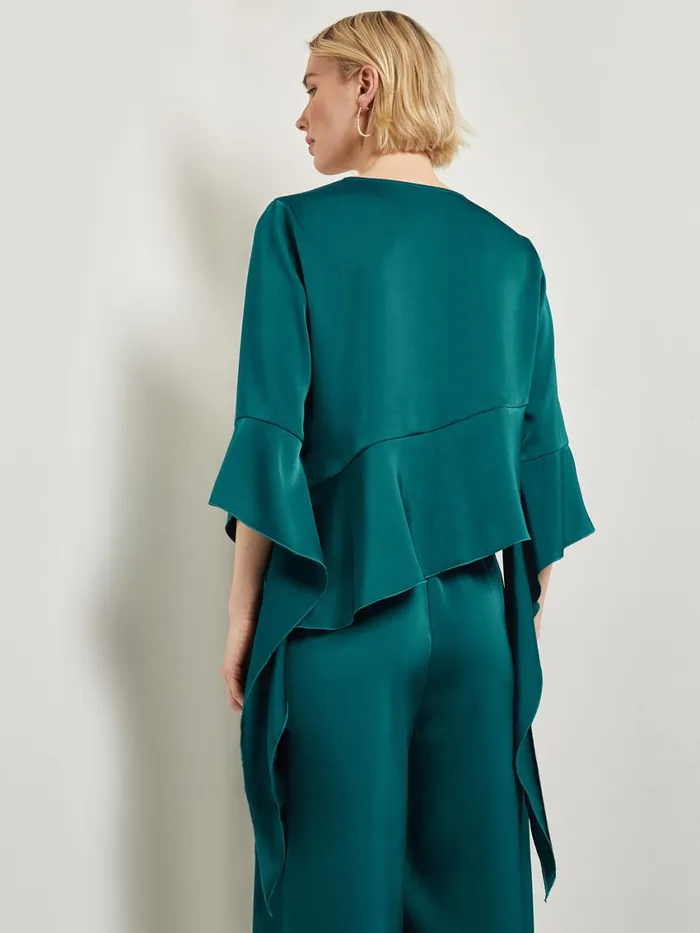 Misook Asymmetrical Ruffle Blouse 8211 Crepe De Chine Women Blouses and Shirts