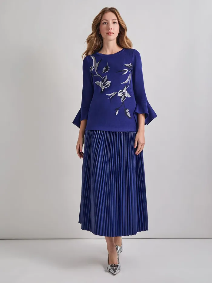 Misook Embroidered Floral Knit Blouse Women Tops and Tees Misook Embroidered Floral Knit Blouse Women Tops and Tees