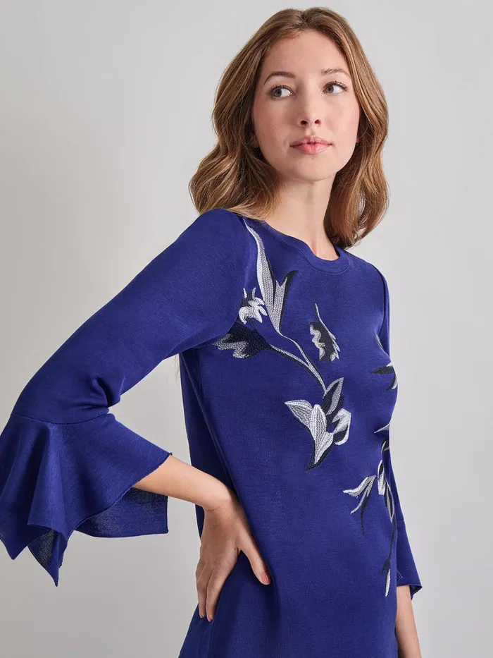 Misook Embroidered Floral Knit Blouse Women Tops and Tees Misook Embroidered Floral Knit Blouse Women Tops and Tees