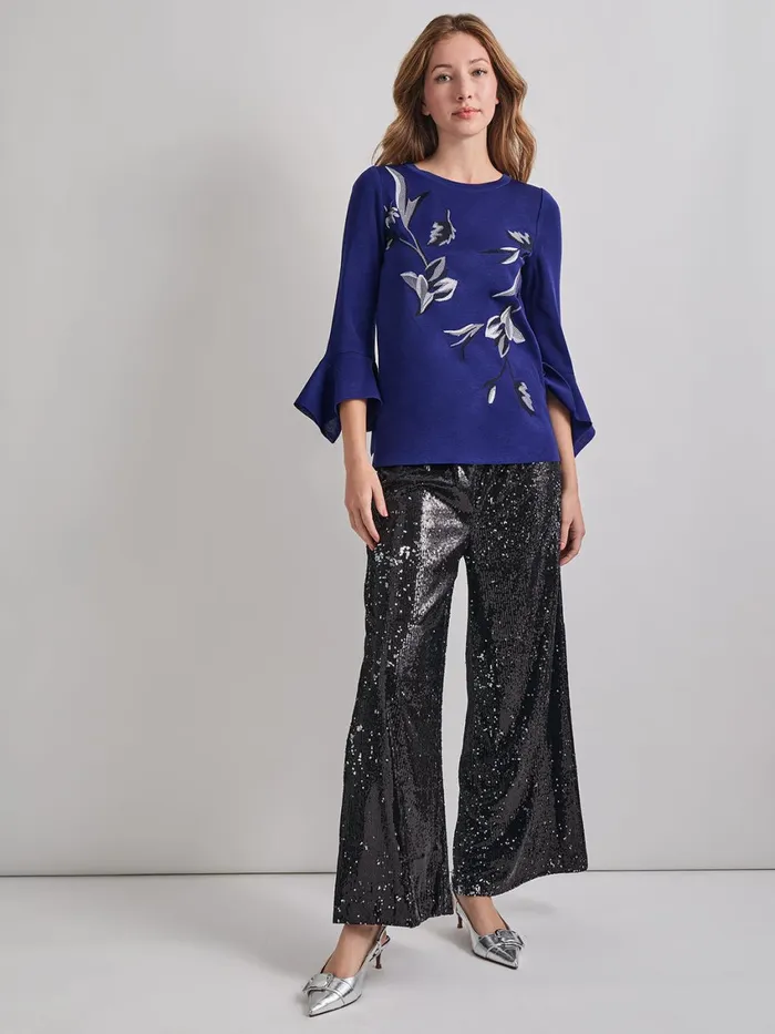 Misook Embroidered Floral Knit Blouse Women Tops and Tees Misook Embroidered Floral Knit Blouse Women Tops and Tees