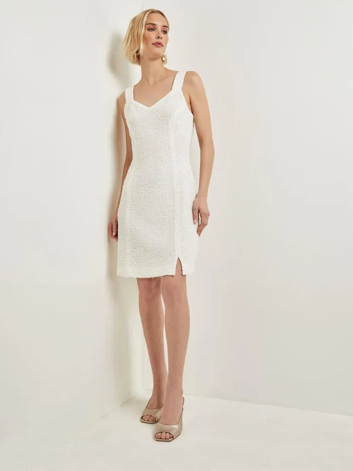Misook Eyelash Boucle Princess Seam Sheath Dress Women Dresses