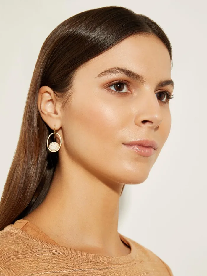 Misook Handmade Gold Magnesite Drop Bead Earrings Women Earrings