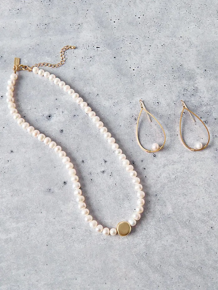 Misook Handmade Gold Nugget Freshwater Pearl Necklace Women Necklaces