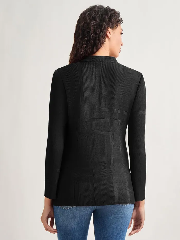 Misook Inverted Notch Collar Tailored Knit Jacket Women Jackets and Coats