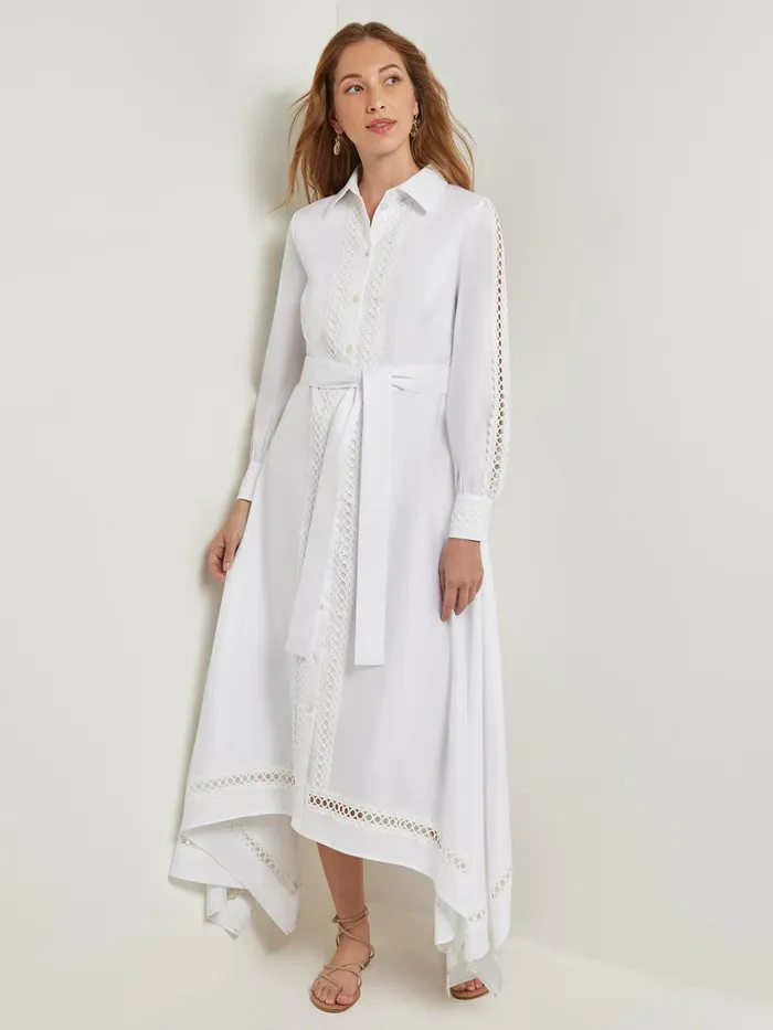 Misook Maxi Dress 8211 Eyelet Trim Cotton Women Dresses