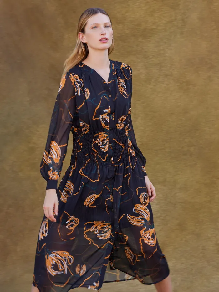 Misook Maxi Fit and Flare Dress 8211 Printed Woven Chiffon Women Dresses Misook Maxi Fit and Flare Dress 8211 Printed Woven Chiffon Women Dresses