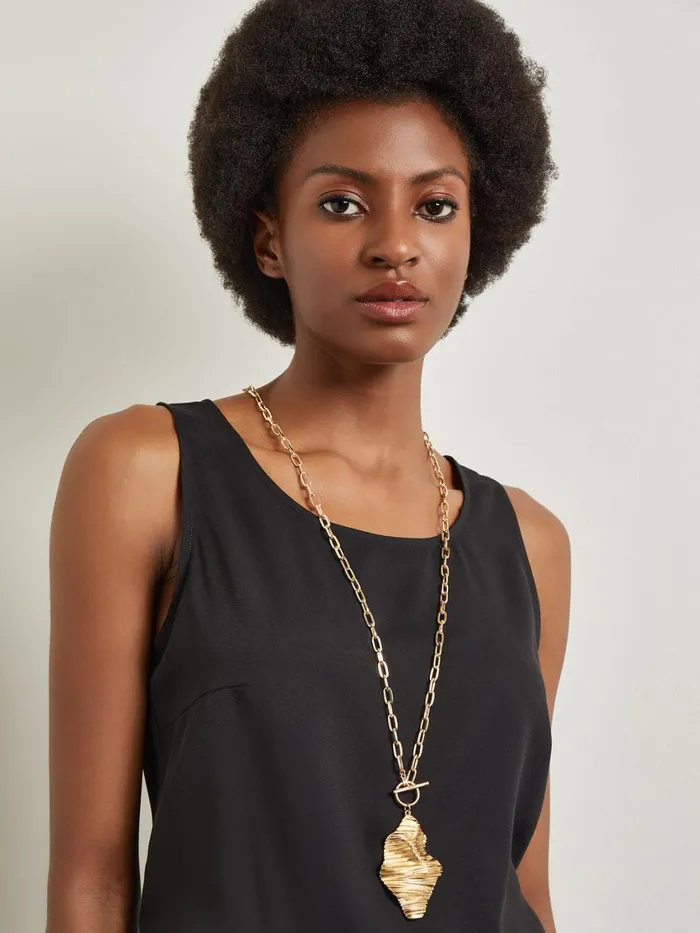Misook Ripple Textured Warm Gold Necklace Women Necklaces