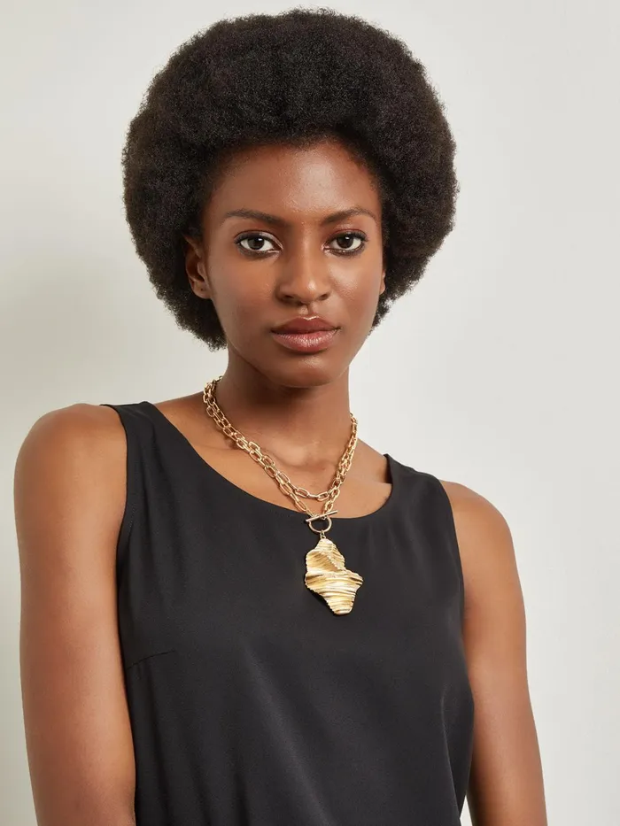 Misook Ripple Textured Warm Gold Necklace Women Necklaces