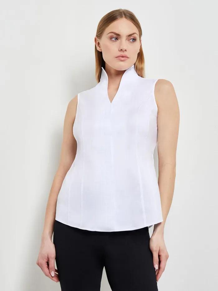 Misook Sleeveless Stretch Cotton Blouse Women Blouses and Shirts