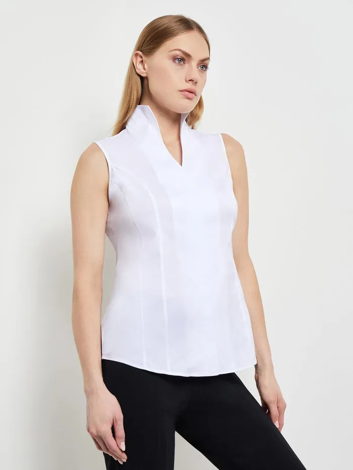 Misook Sleeveless Stretch Cotton Blouse Women Blouses and Shirts