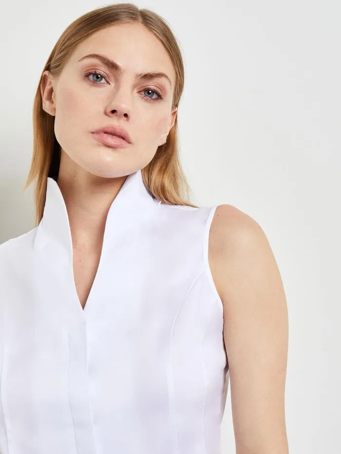 Misook Sleeveless Stretch Cotton Blouse Women Blouses and Shirts