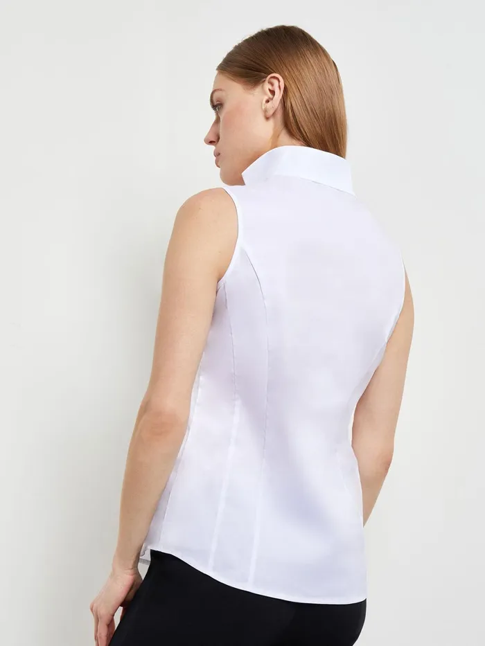 Misook Sleeveless Stretch Cotton Blouse Women Blouses and Shirts