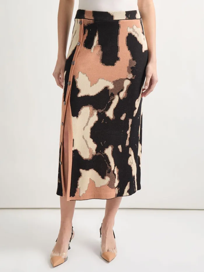 Misook Straight Jacquard Soft Knit Midi Skirt Women Skirts