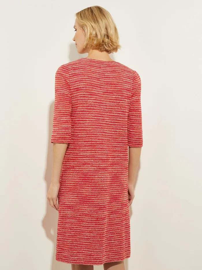 Misook Tweed Knit Shift Dress With Pockets Sunset Red Women Dresses