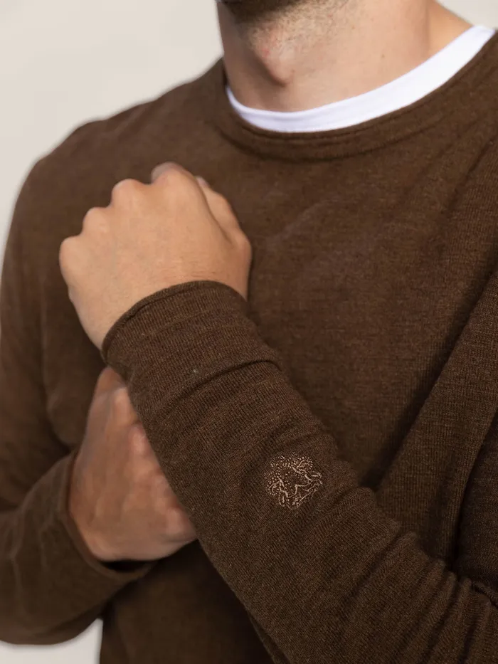 MMGKasey Flame Knit Brown Latte Melange Men Knits MOS MOSH MMGKasey Flame Knit Brown Latte Melange Men Knits MOS MOSH