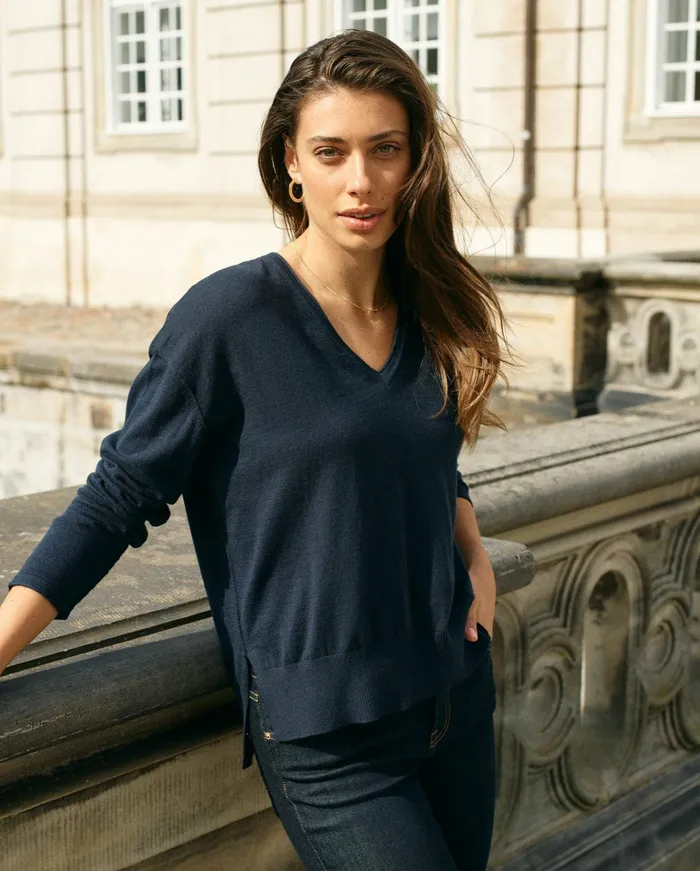 MOS MOSH Knits Women MMTani Vneck Knit Salute Navy