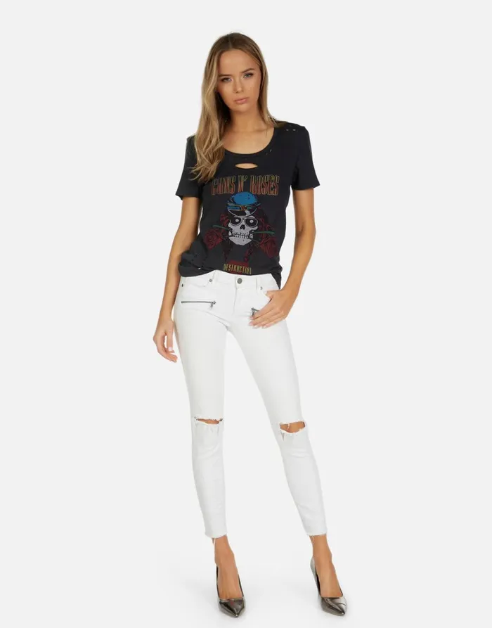 Myra X Guns N039 Roses Skull Onyx Women039s Lauren Moshi Short Sleeve