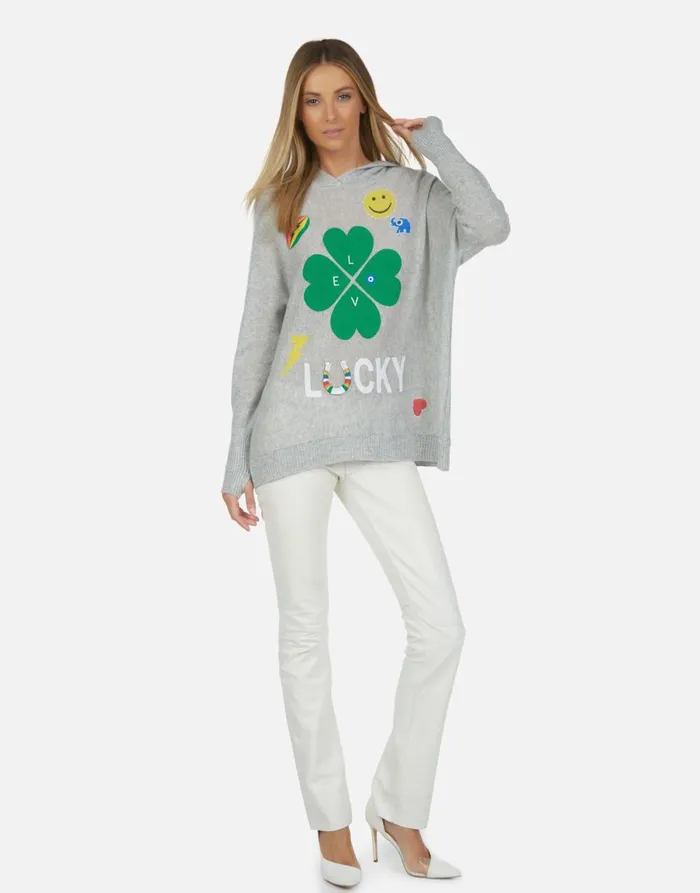 Namiko Lucky Clover Heather Grey Women039s Lauren Moshi Hoodies